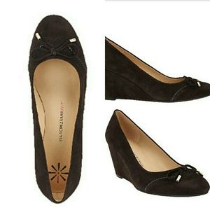 Leather ballet wedges